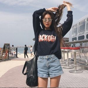 High waisted jean shorts